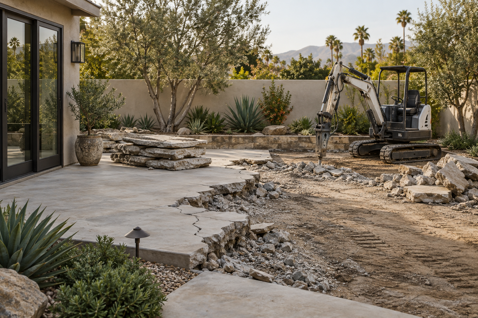 Concrete Demolition project by Campos Landscaping in the Perris area